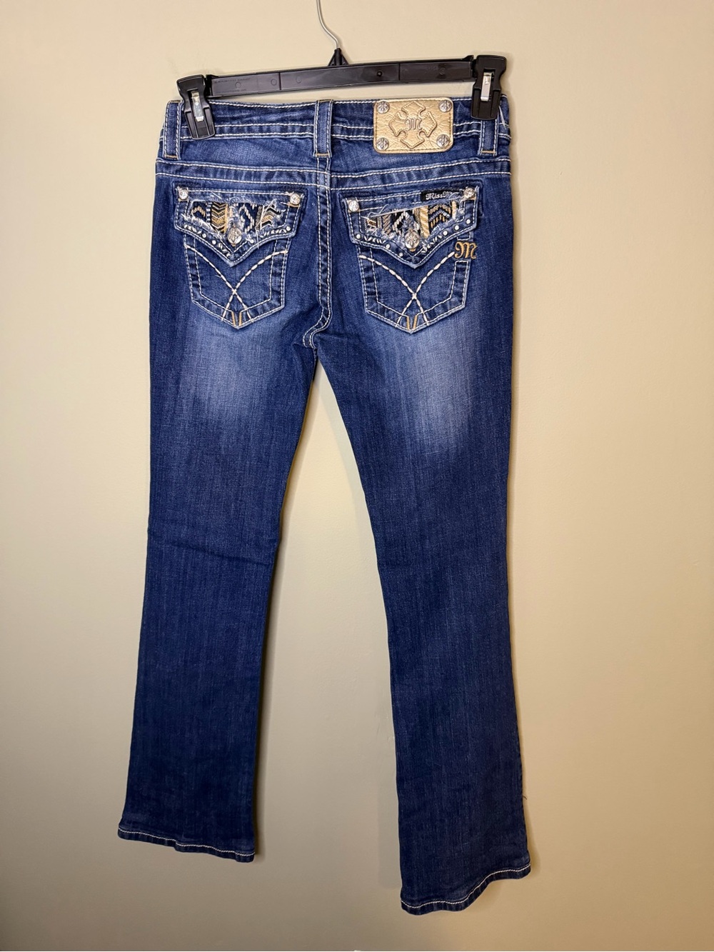 Gorgeous Miss Me Signature Boot Jeans With Embellished Pockets 32” Inseam